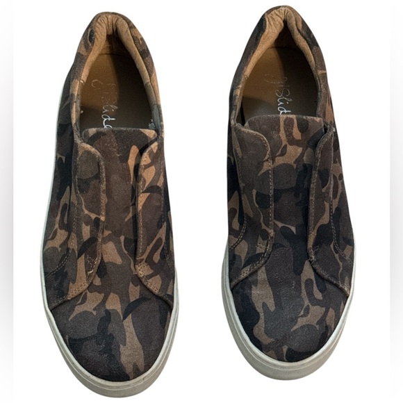 J. Slides NYC Heidi Green Camo leather slip on sneakers Sz 10 - Picture 3 of 9